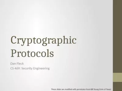 Cryptographic Protocols Dan Fleck