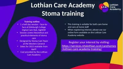 Lothian Care Academy Stoma training