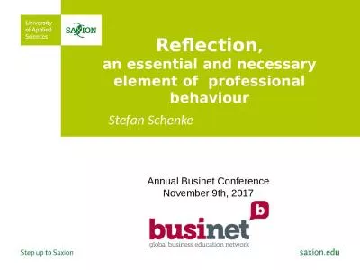 Reflection , a n essential and necessary element of  professional behaviour