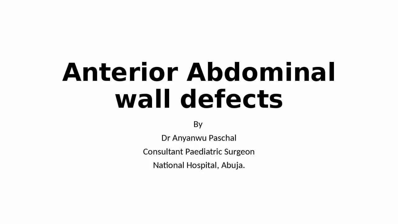 Anterior Abdominal wall defects