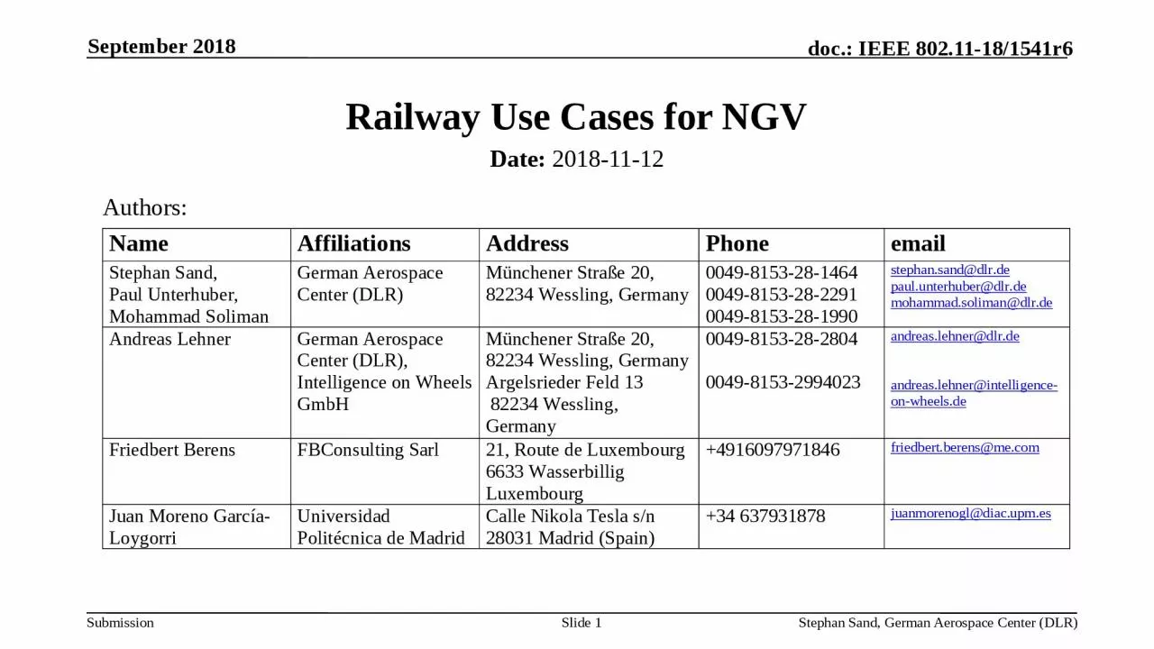Railway Use Cases for NGV