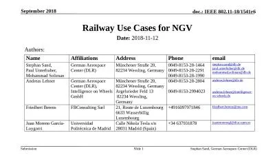 Railway Use Cases for NGV