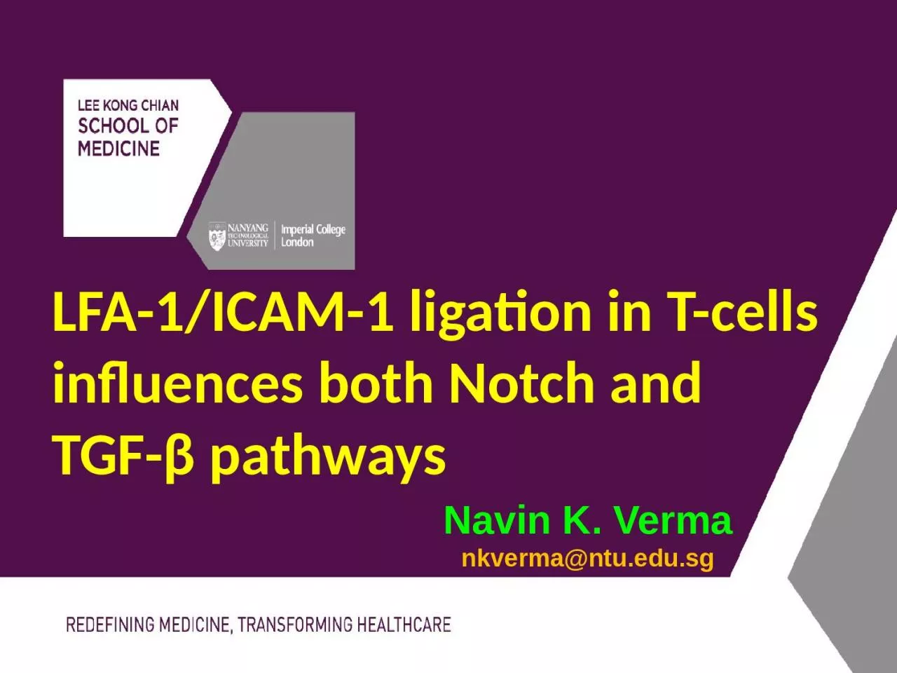 PPT-LFA-1/ICAM-1 ligation in T-cells influences both Notch and TGF-β pathways