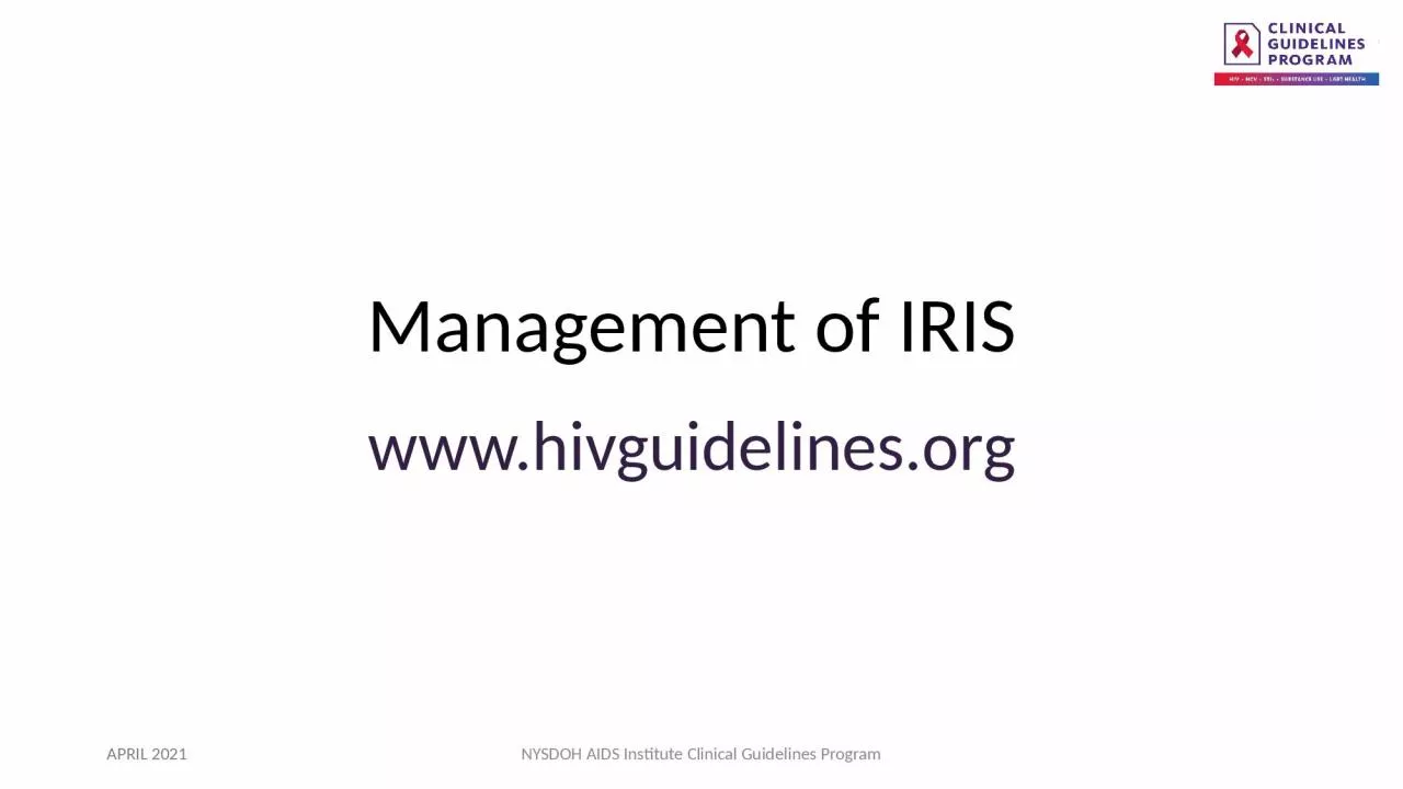 PPT-Management of IRIS www.hivguidelines.org