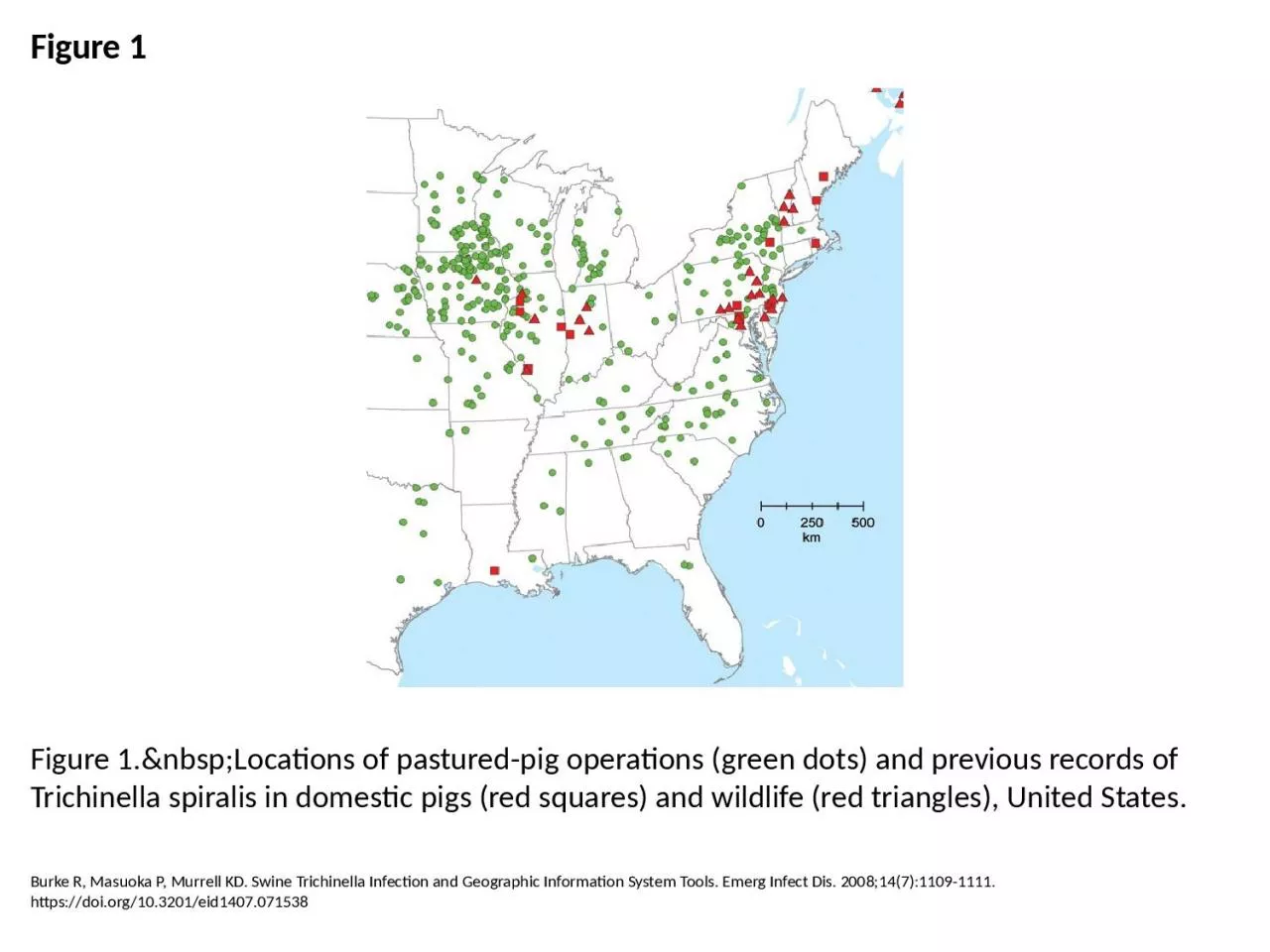 PPT-Figure 1 Figure 1.&nbsp;Locations of pastured-pig operations (green dots) and previous