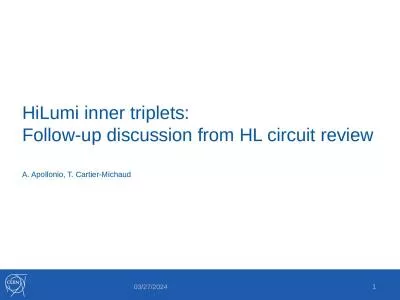 HiLumi  inner triplets: Follow-up discussion from HL circuit review