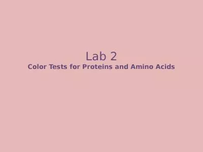 Lab 2 Color Tests for Proteins and Amino Acids