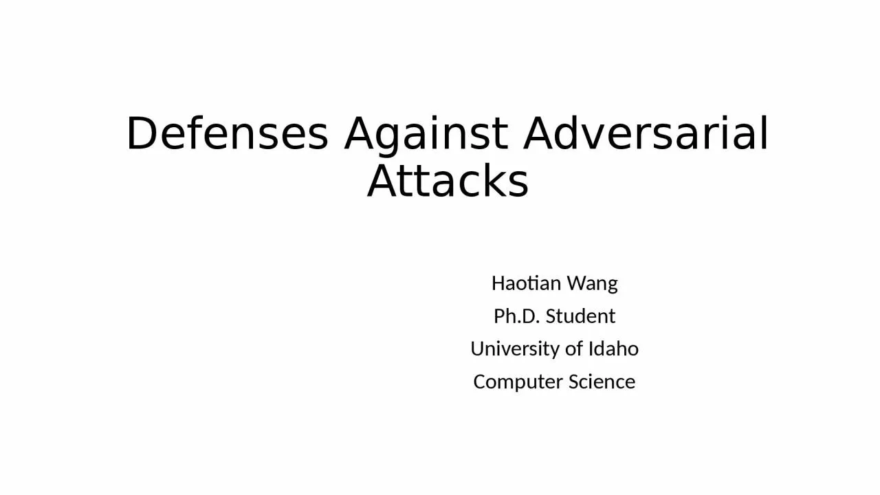 PPT-Defenses Against Adversarial