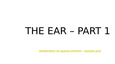 THE EAR – PART 1 DEPARTMENT OF HUMAN ANTOMY – MUCOM 2019