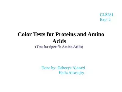 Color Tests for Proteins and Amino Acids