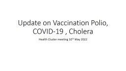 Update on Vaccination Polio, COVID-19 , Cholera