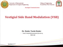 1 Vestigial Side Band Modulation (VSB)