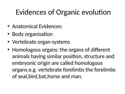 Evidences of Organic evolution
