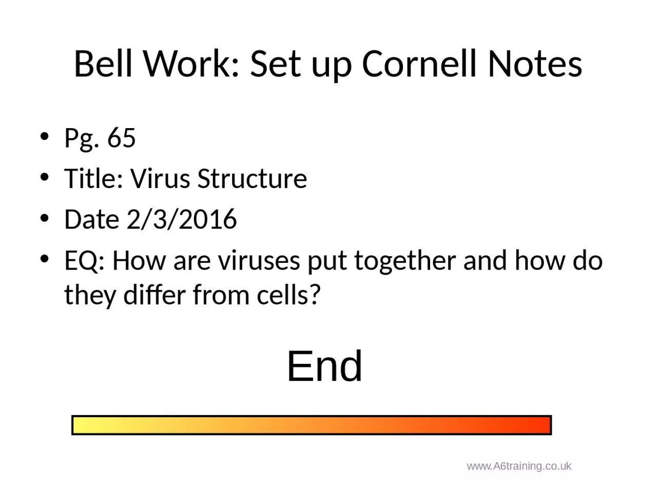 PPT-Bell Work: Set up Cornell Notes