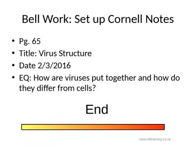 Bell Work: Set up Cornell Notes