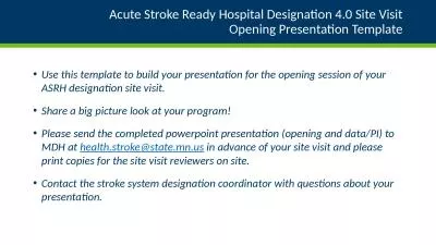 Acute Stroke Ready Hospital Designation 4.0 Site Visit