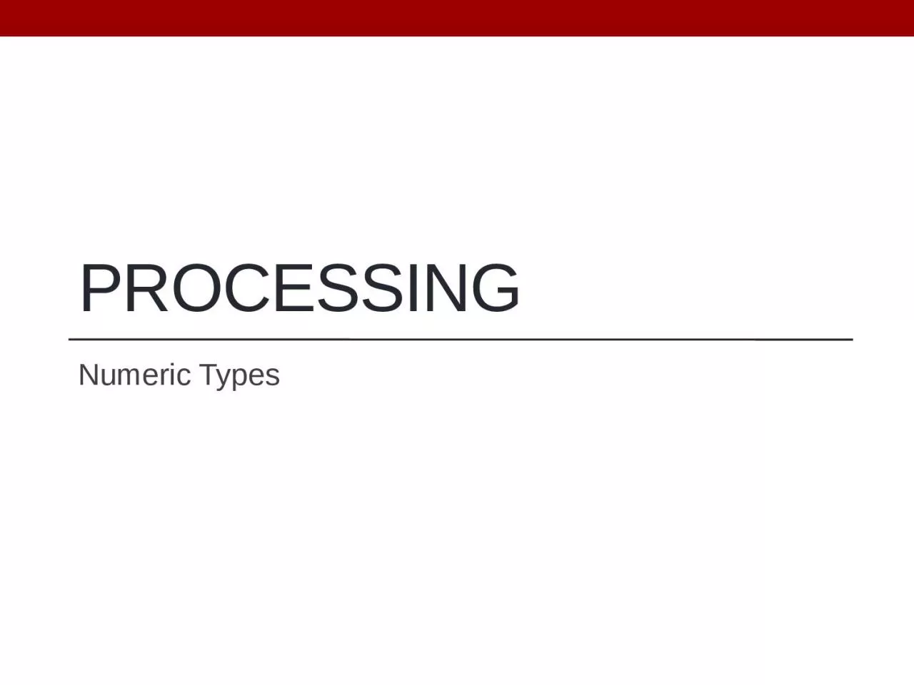 PPT-Processing Numeric Types