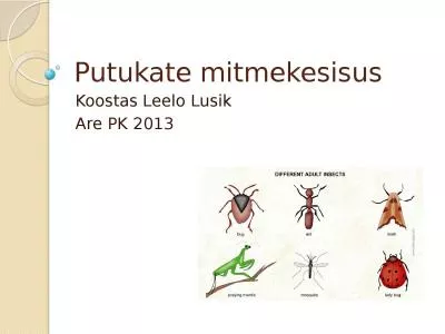 Putukate mitmekesisus Koostas Leelo Lusik