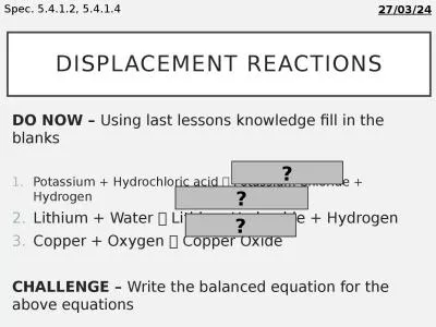 Displacement reactions Thursday, 05 November 2020