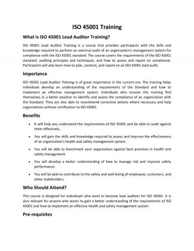 ISO 45001 Lead Auditor Training