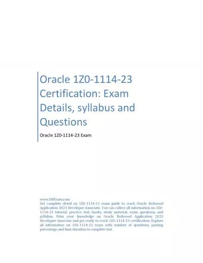 Oracle 1Z0-1114-23 Certification: Exam Details, syllabus and Questions