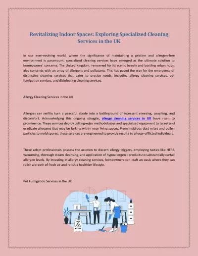 Revitalizing Indoor Spaces: Exploring Specialized Cleaning Services in the UK