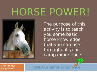 Horse Power!        Click the carrot to continue!