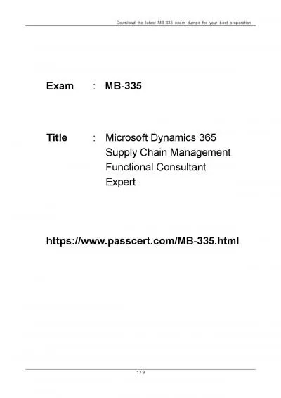 Microsoft Dynamics 365 Supply Chain MB-335 Dumps