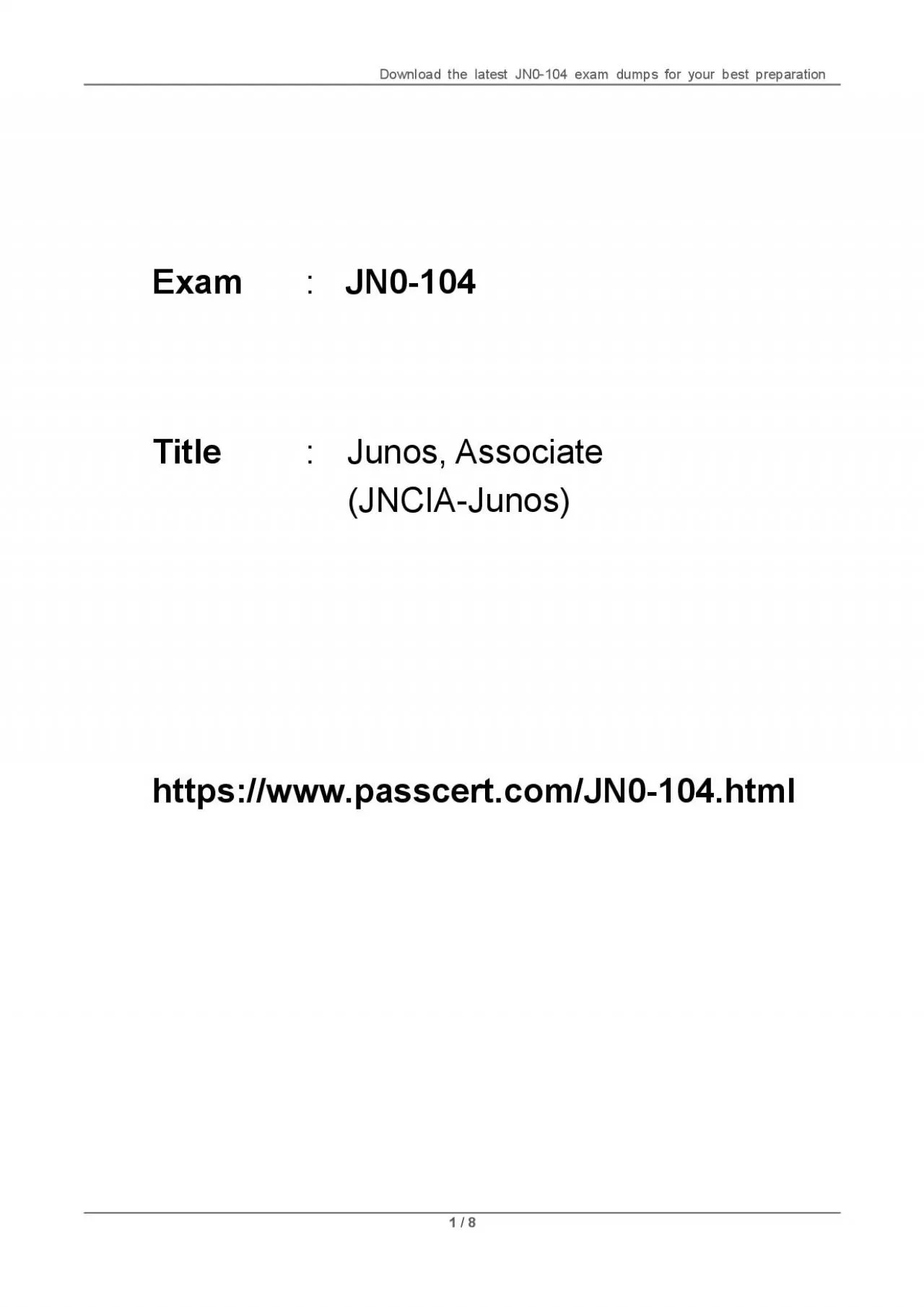 PDF-Juniper JNCIA-JUNOS JN0-104 PDF Dumps Download