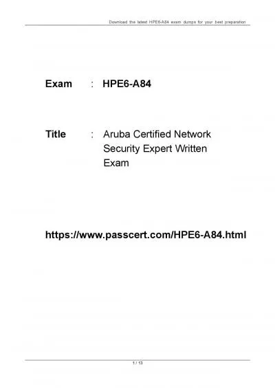 HPE6-A84 Exam Dumps and Free Practice Test