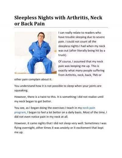 Sleepless Nights with Arthritis, Neck or Back Pain