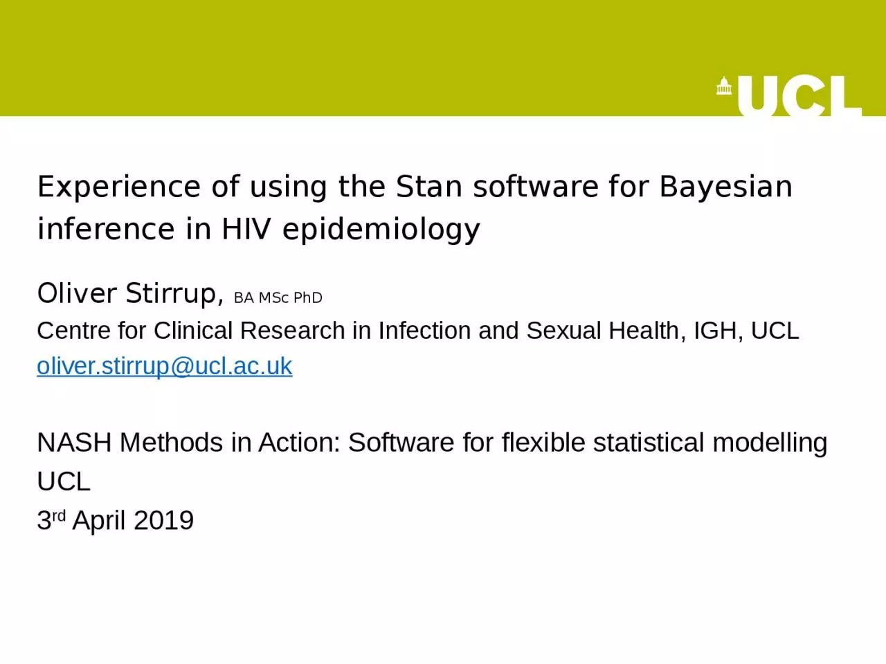 PPT-Experience of using the Stan software for Bayesian inference in HIV