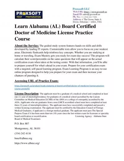 Learn Alabama (AL) Board Certified Doctor of Medicine License Practice Course