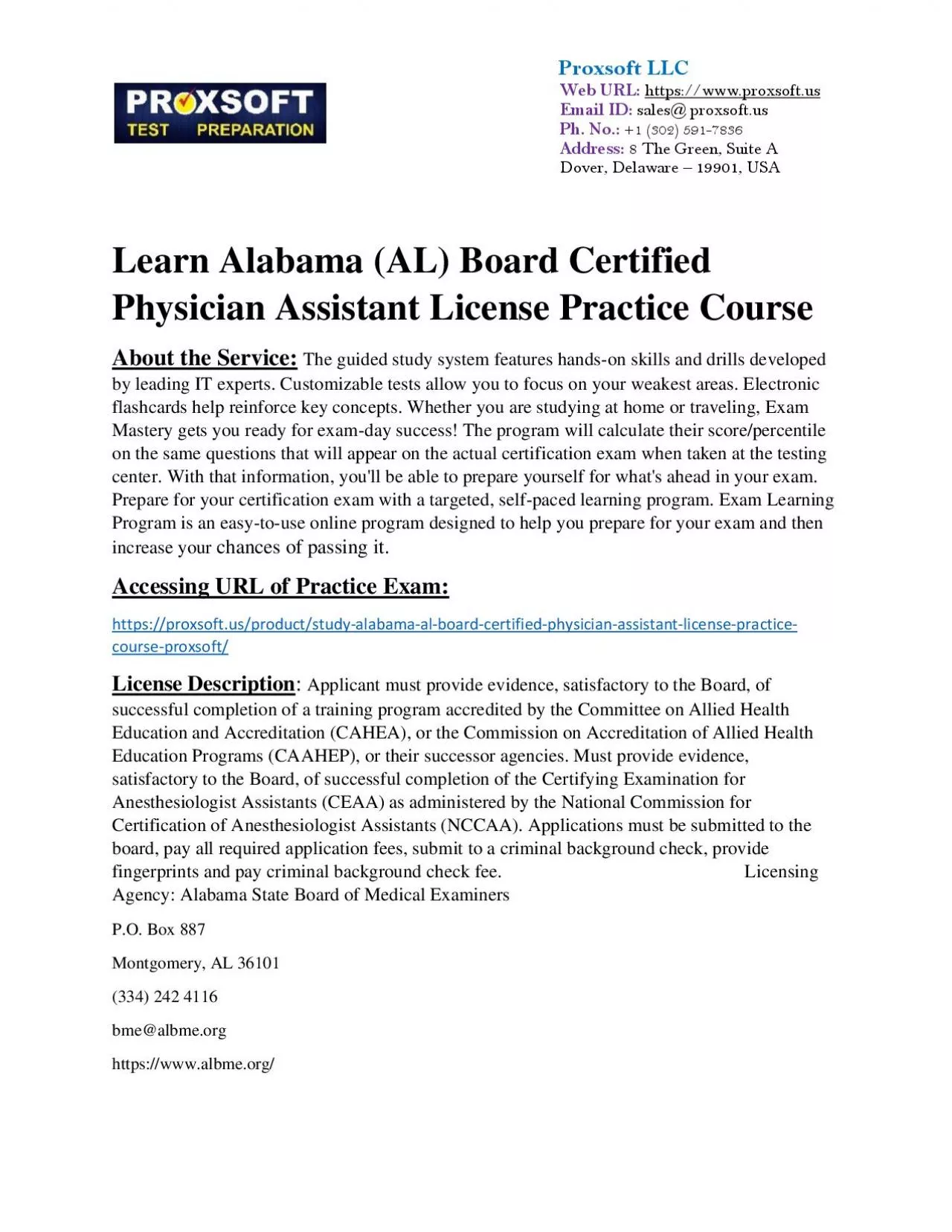 PDF-Learn Alabama (AL) Board Certified Physician Assistant License Practice Course