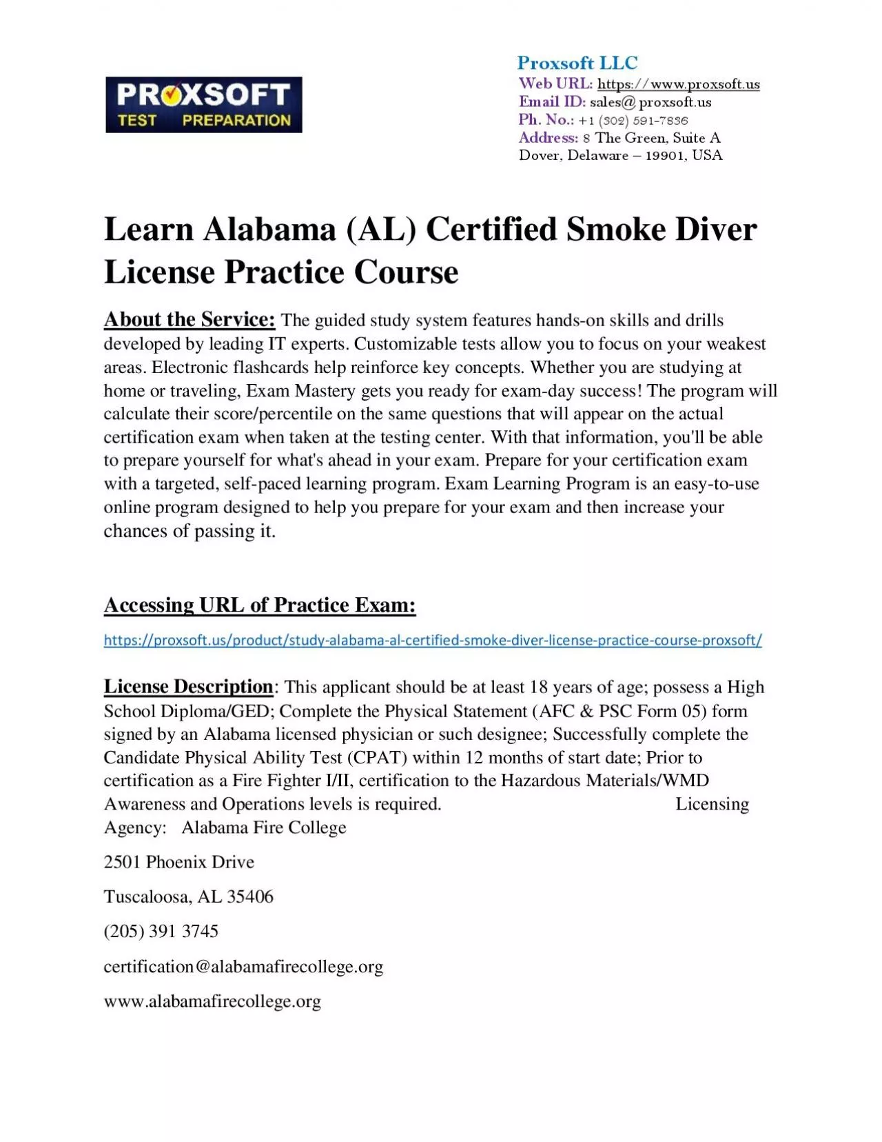 PDF-Learn Alabama (AL) Certified Smoke Diver License Practice Course