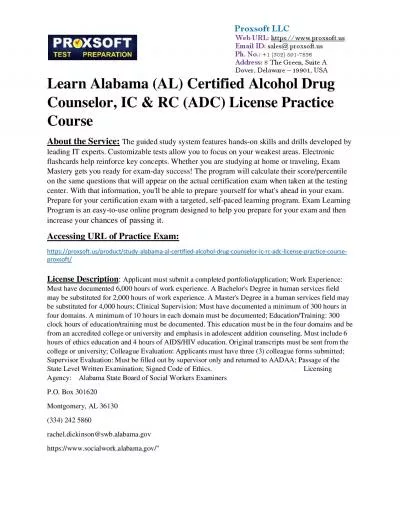 Learn Alabama (AL) Certified Alcohol Drug Counselor, IC & RC (ADC) License Practice Course