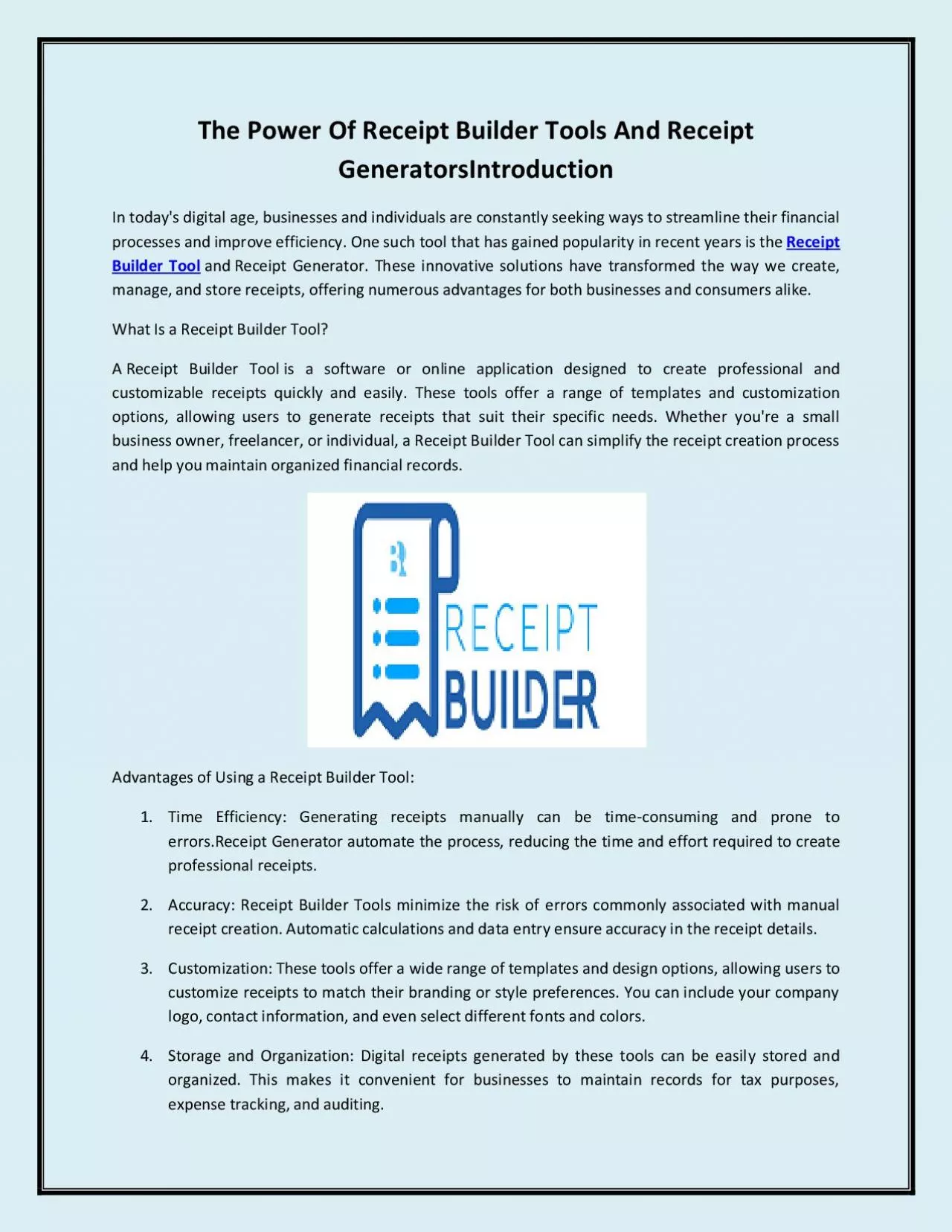 The Power Of Receipt Builder Tools And Receipt GeneratorsIntroduction
