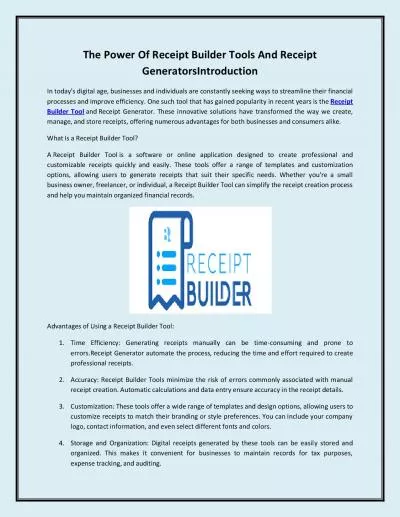 The Power Of Receipt Builder Tools And Receipt GeneratorsIntroduction