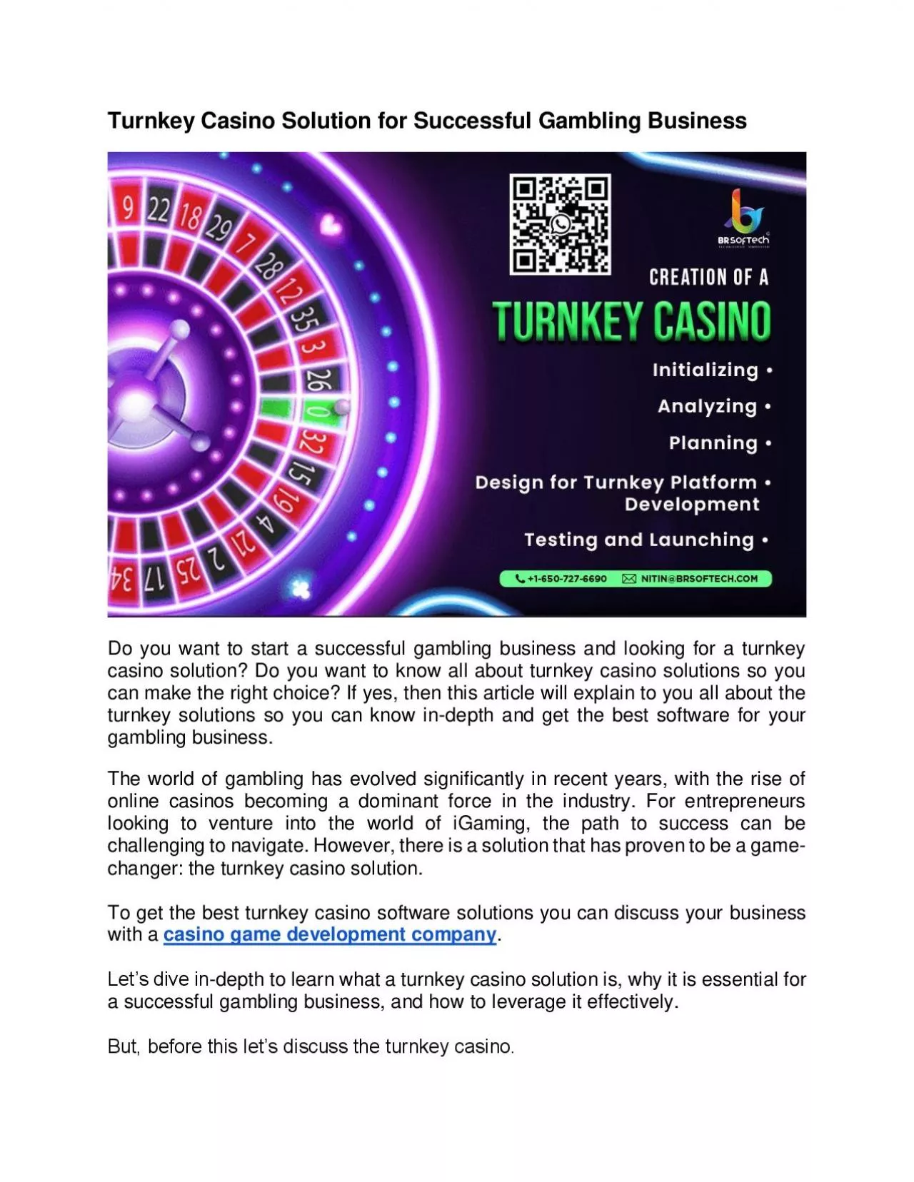 Turnkey Casino Solution for Successful Gambling Business