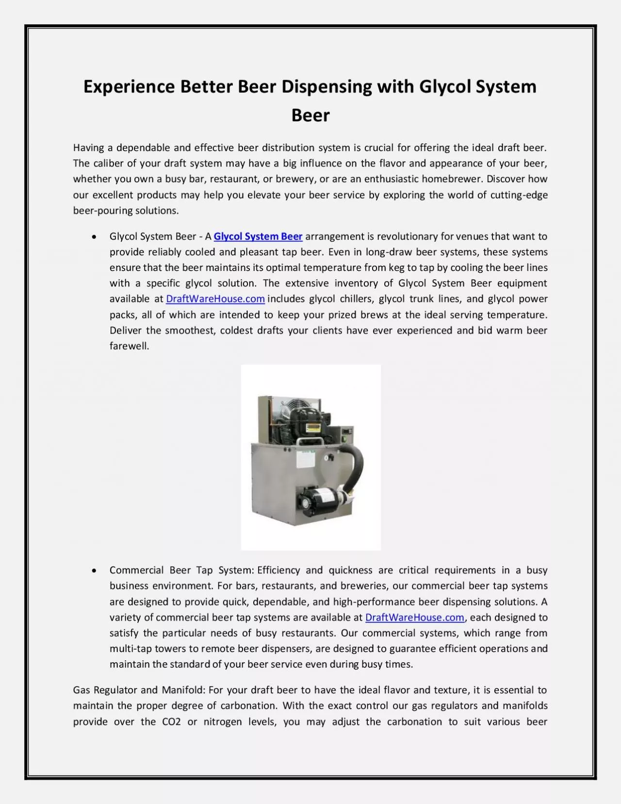 PDF-Experience Better Beer Dispensing with Glycol System Beer