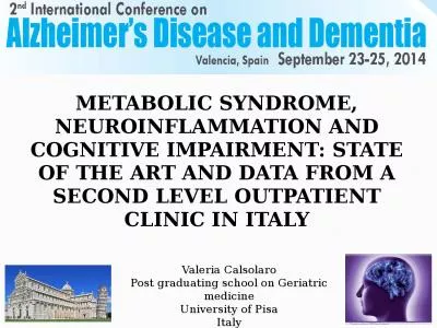 METABOLIC SYNDROME, NEUROINFLAMMATION AND COGNITIVE IMPAIRMENT: STATE OF THE ART AND DATA FROM A SE