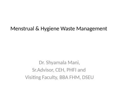 Menstrual & Hygiene Waste Management