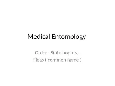 Medical Entomology  Order :