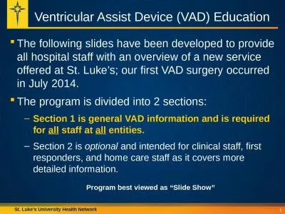 Ventricular Assist Device (VAD) Education