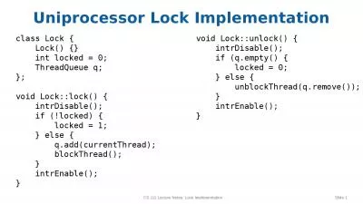 Uniprocessor Lock Implementation