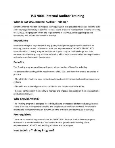 ISO 9001 Internal Auditor Training