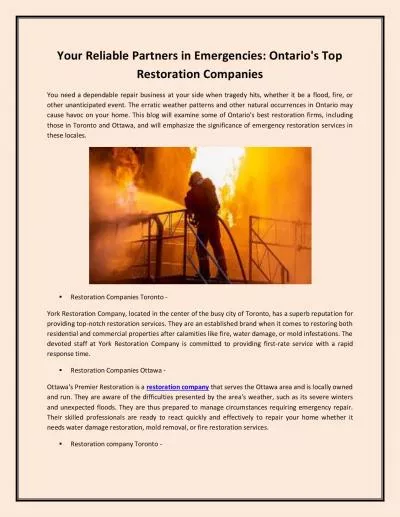 Your Reliable Partners in Emergencies: Ontario\'s Top Restoration Companies