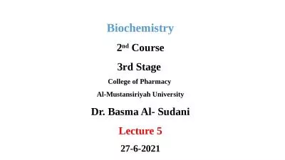 Biochemistry 2 nd  Course
