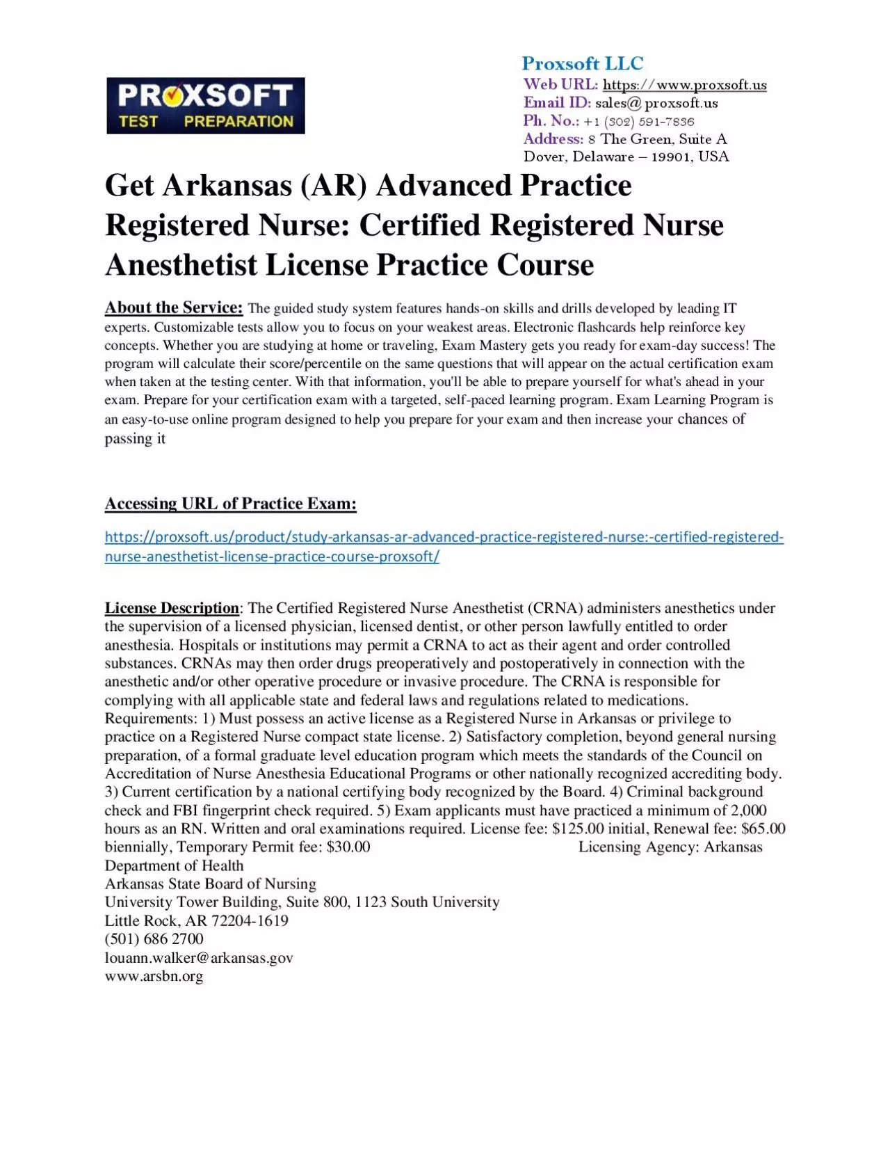 PDF-Get Arkansas (AR) Advanced Practice Registered Nurse: Certified Registered Nurse Anesthetist