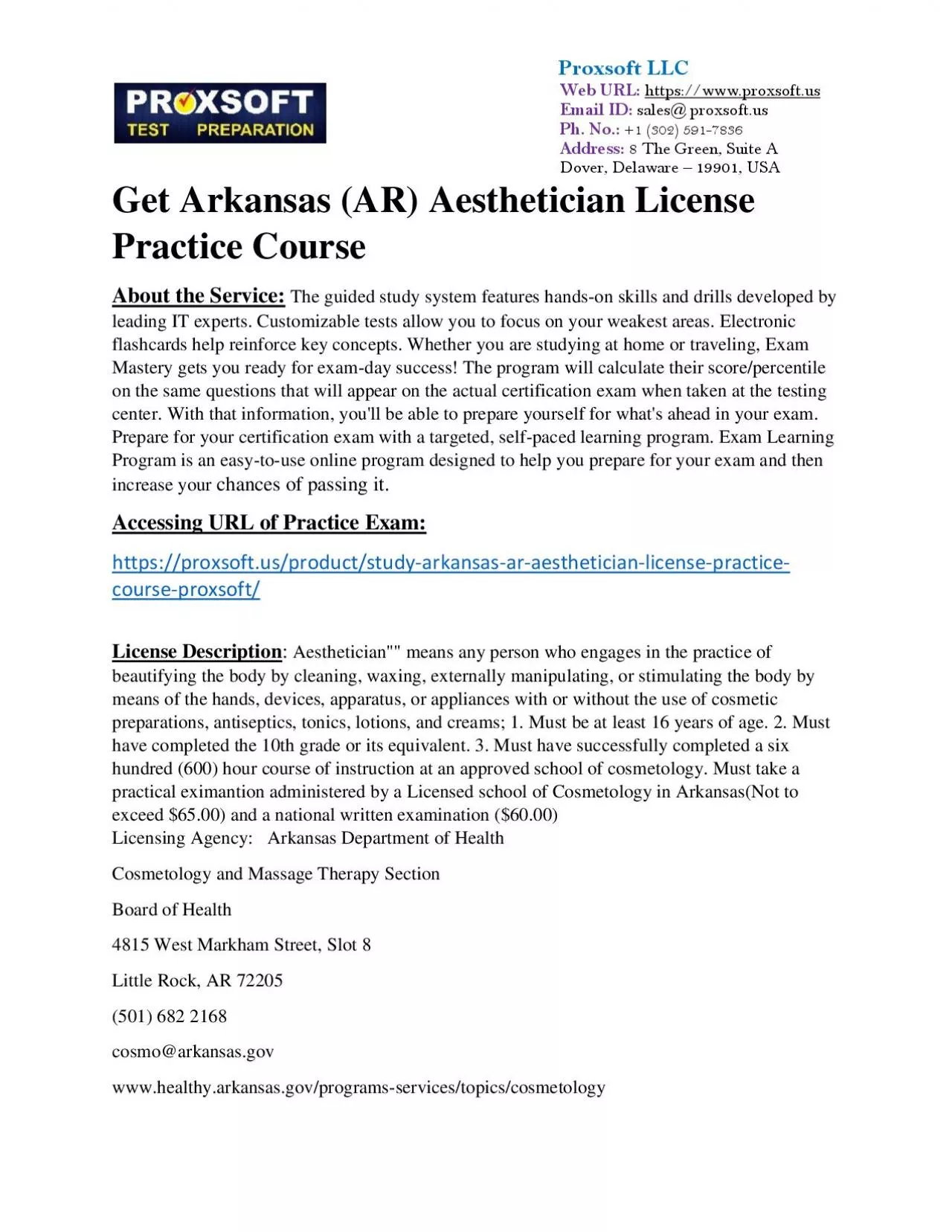 PDF-Get Arkansas (AR) Aesthetician License Practice Course